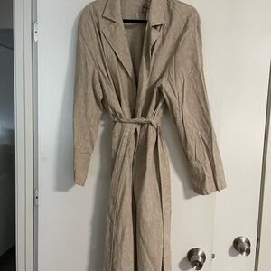 Uniqlo - Beige Long Linen Coat